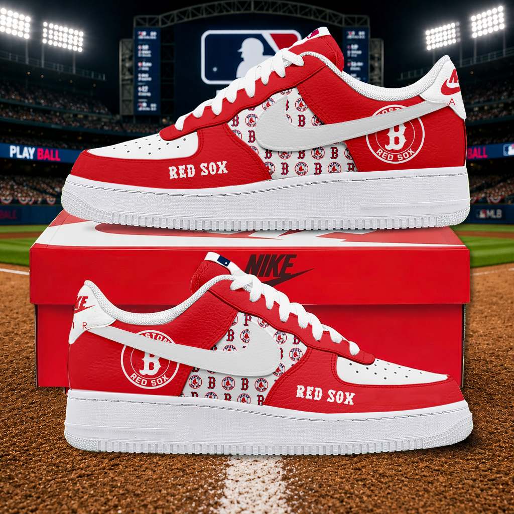 LIMITED EDITION - NEW CUSTOMIZED MLB03 BRS BOSTON RED SOX AF1 SHOES