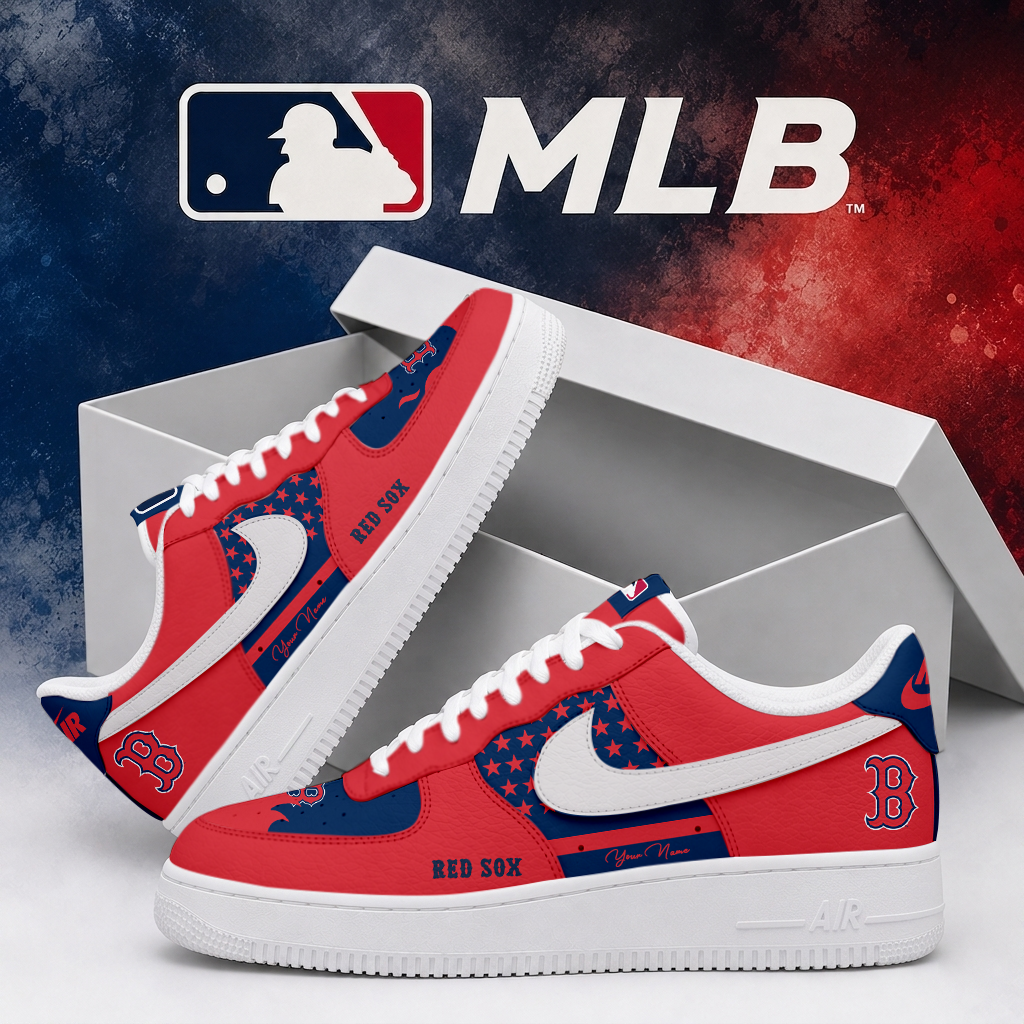 LIMITED EDITION - NEW CUSTOMIZED MLB03 BRS BOSTON RED SOX AF1 SHOES
