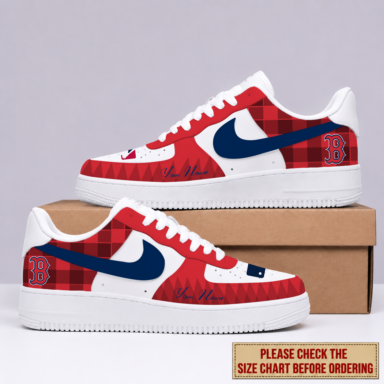 LIMITED EDITION - NEW CUSTOMIZED MLB03 BRS BOSTON RED SOX AF1 SHOES