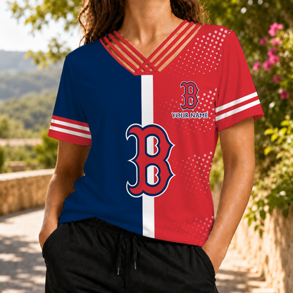 LIMITED EDITION - NEW CUSTOMIZED MLB03 BRS BOSTON RED SOX V-NECK SHIRT