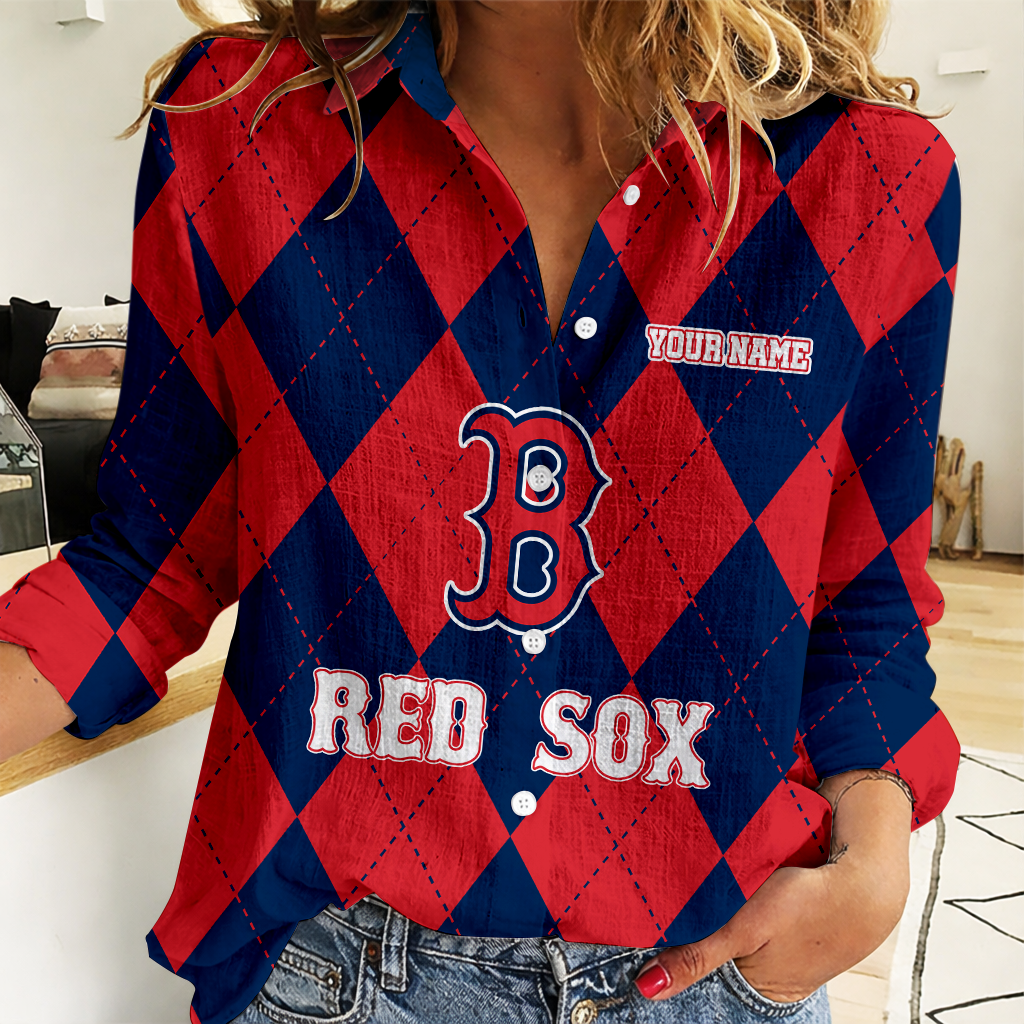 LIMITED EDITION - NEW CUSTOMIZED MLB03 BRS BOSTON RED SOX WOMEN CASUAL SHIRT FOR FAN