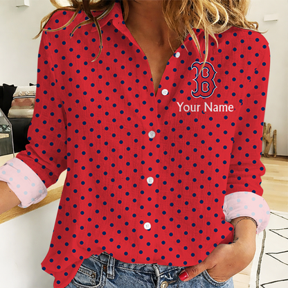 EXCLUSIVE EDITION - NEW CUSTOMIZED MLB03 BRS BOSTON RED SOX WOMEN CASUAL SHIRT