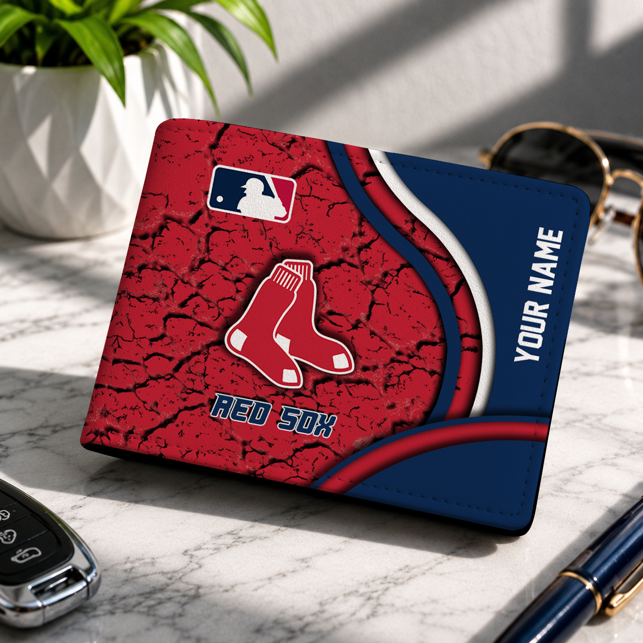 LIMITED EDITION - NEW CUSTOMIZED MLB03 BRS BOSTON RED SOX LEATHER WALLET