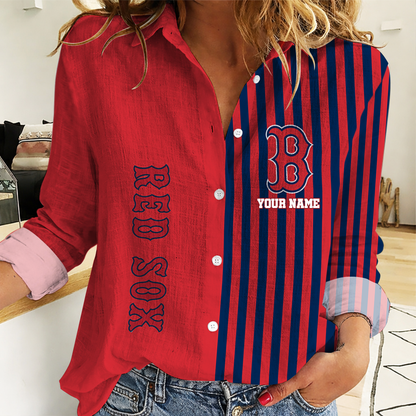 LIMITED EDITION - NEW CUSTOMIZED MLB03 BRS BOSTON RED SOX WOMEN CASUAL SHIRT