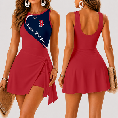 [FLASH SALE] NEW CUSTOMIZED MLB03 BRS BOSTON RED SOX WOMEN'S SUMMER SKORT DRESS