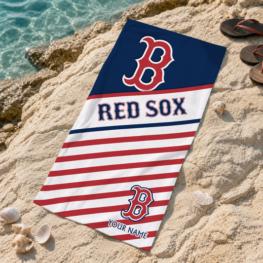 HOT DEAL - NEW CUSTOMIZED MLB03 BRS BOSTON RED SOX BEACH TOWEL FOR FAN