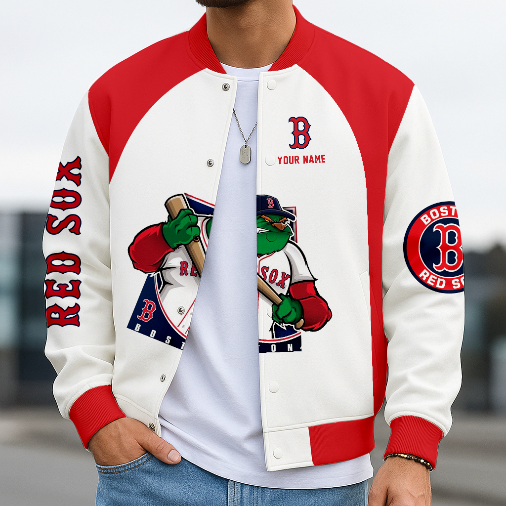 LIMITED EDITION - NEW CUSTOMIZED MLB03 BRS BOSTON RED SOX BASEBALL JACKET, SATIN VARSITY JACKET