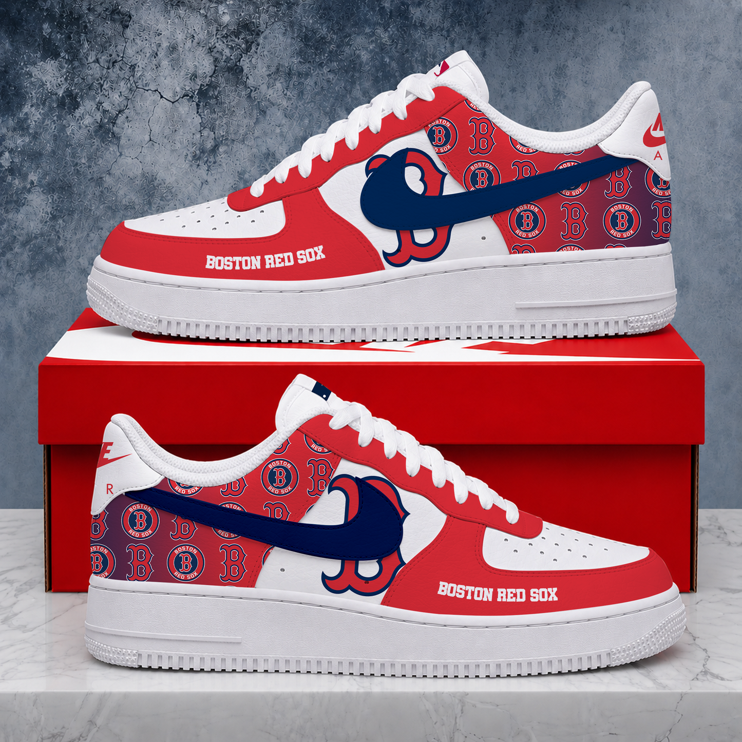 LIMITED EDITION - NEW CUSTOMIZED MLB03 BRS BOSTON RED SOX AF1 SHOES