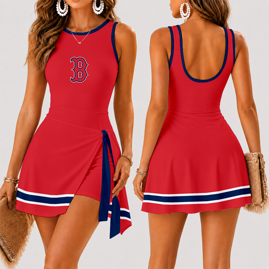 [FLASH SALE] NEW CUSTOMIZED MLB03 BRS BOSTON RED SOX WOMEN'S SUMMER SKORT DRESS
