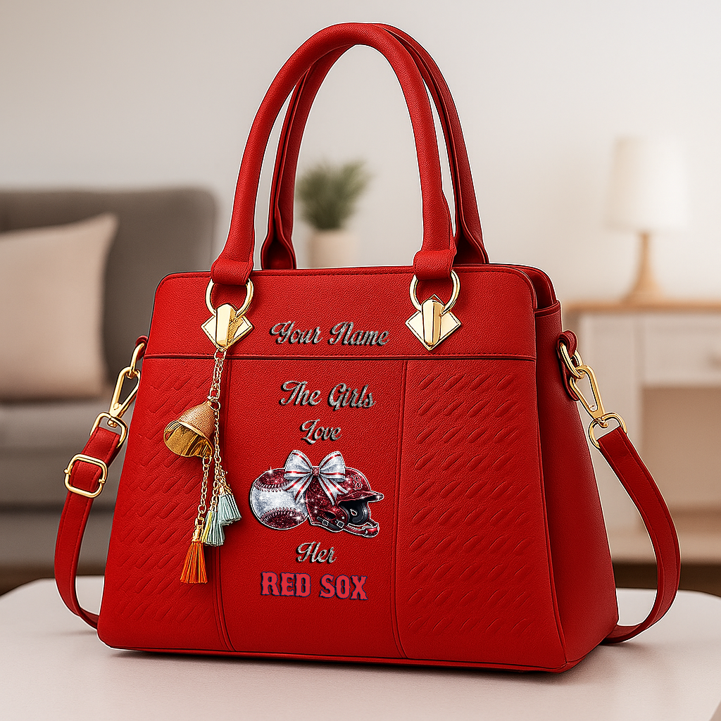 LIMITED EDITION - NEW CUSTOMIZED MLB03 BRS BOSTON RED SOX ZIP HANDBAG MULTICOLOR
