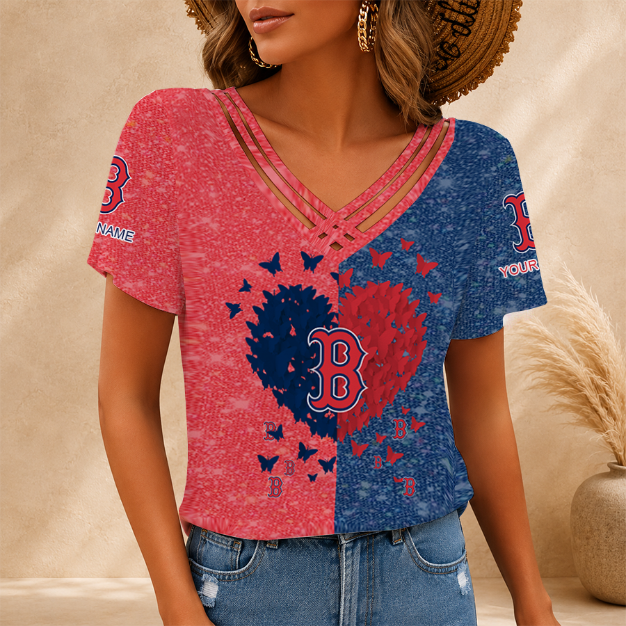 LIMITED EDITION - NEW CUSTOMIZED MLB03 BRS BOSTON RED SOX V-NECK SHIRT