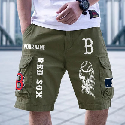 [FLASH SALE] NEW CUSTOMIZED MLB03 BRS BOSTON RED SOX MEN'S CARGO SHORTS