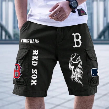 [FLASH SALE] NEW CUSTOMIZED MLB03 BRS BOSTON RED SOX MEN'S CARGO SHORTS