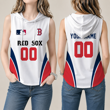 [FLASH SALE] NEW CUSTOMIZED MLB03 BRS BOSTON RED SOX WOMEN'S SLEEVELESS HOODED POCKET TANK TOP