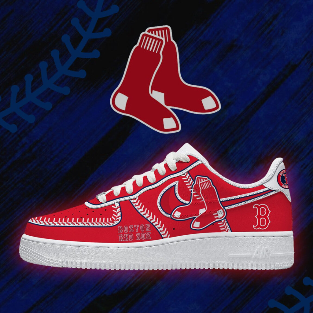 LIMITED EDITION - NEW CUSTOMIZED MLB03 BRS BOSTON RED SOX AF1 SHOES