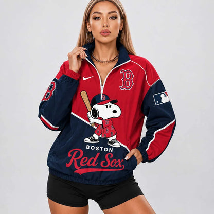 [FLASH SALE] NEW CUSTOMIZED MLB03 BRS BOSTON RED SOX V-NECK ZIPPER SWEATSHIRT JACKET