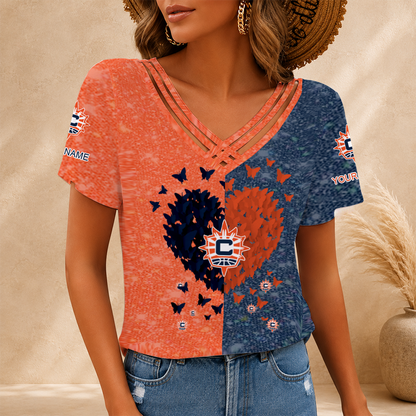 LIMITED EDITION - NEW CUSTOMIZED WNBA03 CTS CONNECTICUT SUN V-NECK SHIRT
