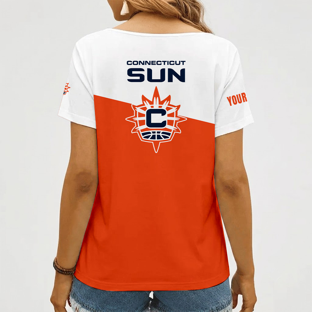 [FAN FAVORITE] NEW CUSTOMIZED WNBA03 CTS CONNECTICUT SUN V-NECK FEMALE SHIRT