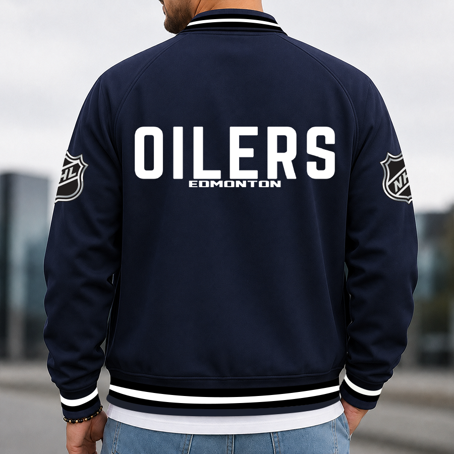 [SUPER SALE] NEW CUSTOMIZED NHL03 EMO EDMONTON OILERS MULTICOLOR MEN'S CASUAL JACKET