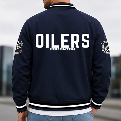 [SUPER SALE] NEW CUSTOMIZED NHL03 EMO EDMONTON OILERS MULTICOLOR MEN'S CASUAL JACKET