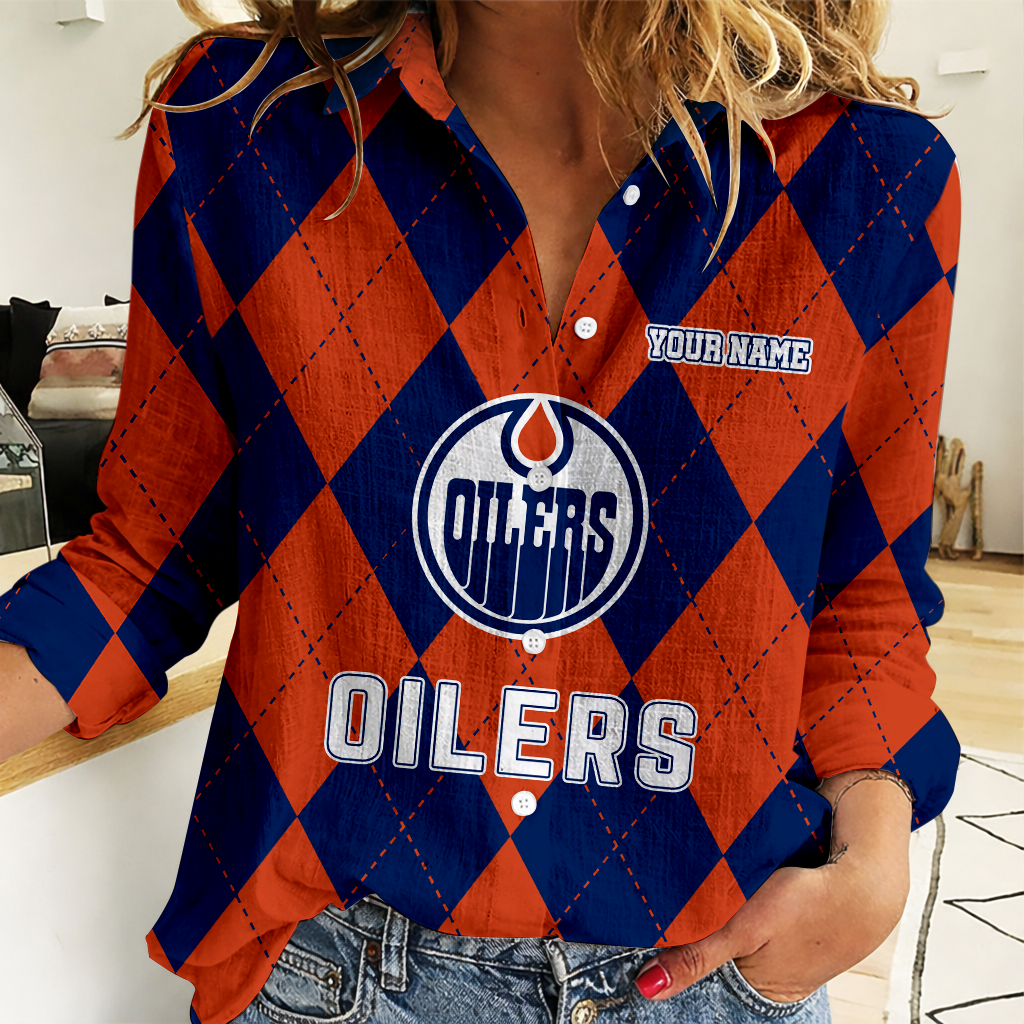 LIMITED EDITION - NEW CUSTOMIZED NHL03 EMO EDMONTON OILERS WOMEN CASUAL SHIRT FOR FAN