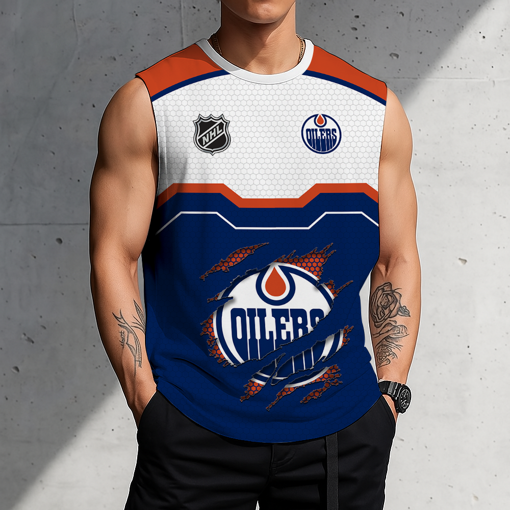 SPECIAL EDITION - NEW CUSTOMIZED NHL03 EMO EDMONTON OILERS MEN'S GYM SHIRT