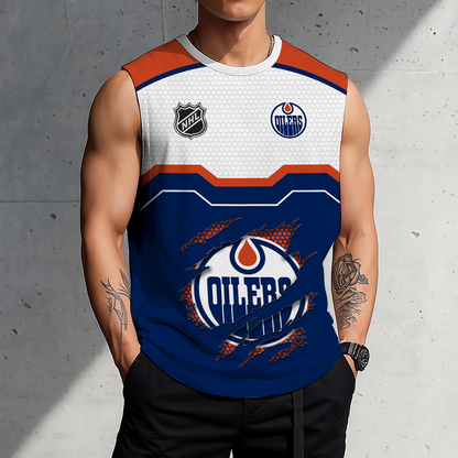 SPECIAL EDITION - NEW CUSTOMIZED NHL03 EMO EDMONTON OILERS MEN'S GYM SHIRT