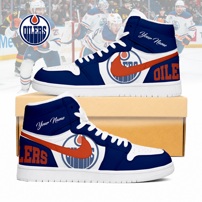 LIMITED EDITION - NEW CUSTOMIZED NHL03 EMO EDMONTON OILERS AIR JORDAN SNEAKERS