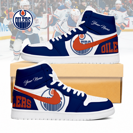 LIMITED EDITION - NEW CUSTOMIZED NHL03 EMO EDMONTON OILERS AIR JORDAN SNEAKERS