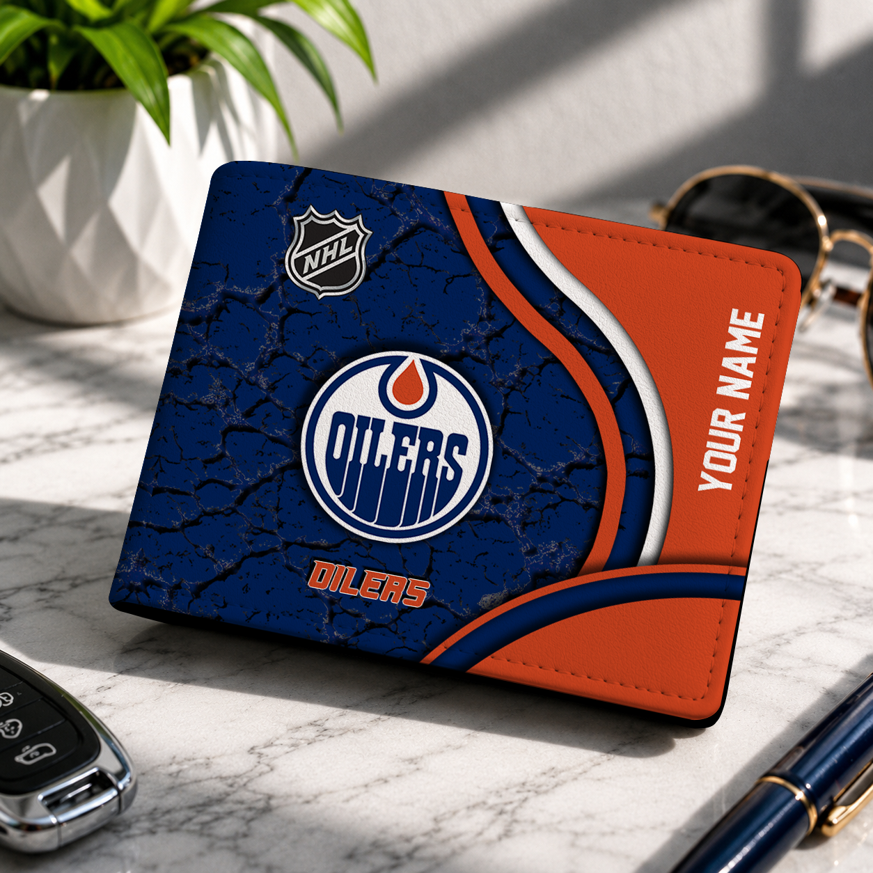 FINAL CLEARANCE - NEW CUSTOMIZED NHL03 EMO EDMONTON OILERS LEATHER WALLET