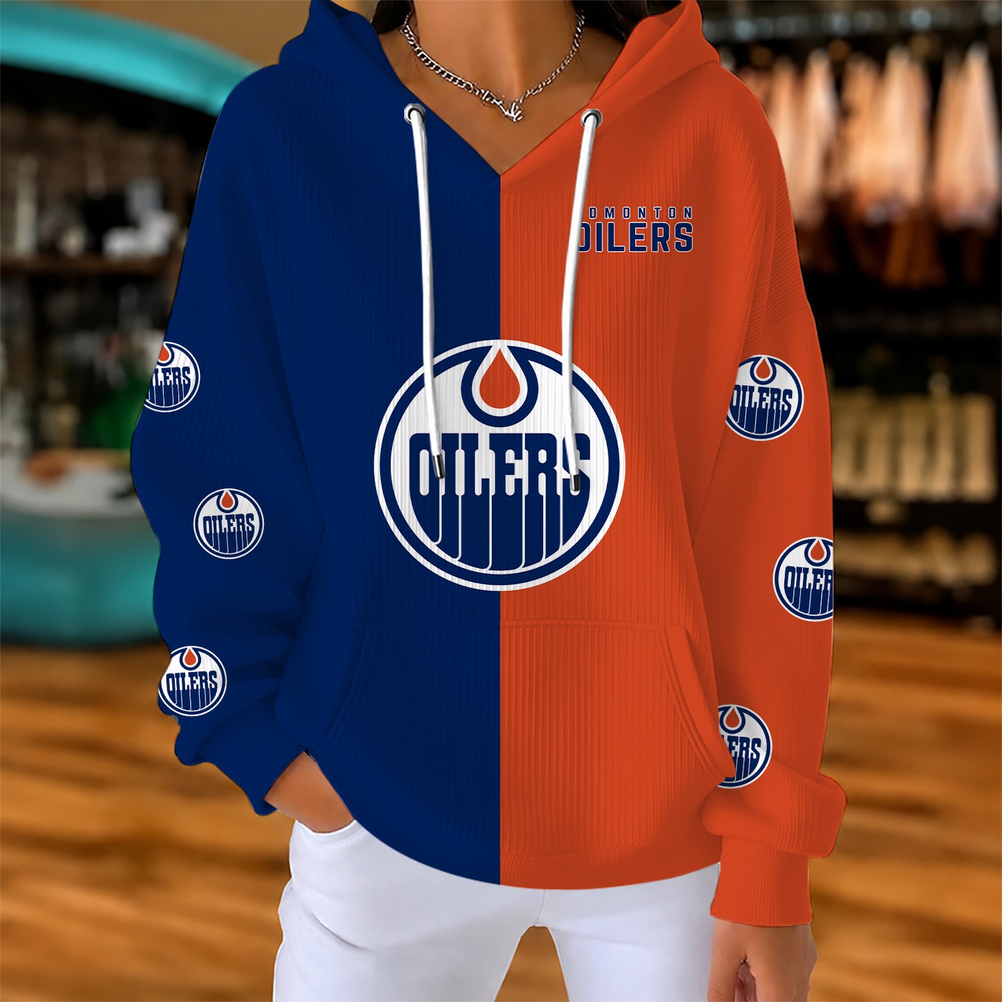 [SUPER SALE] NEW CUSTOMIZED NHL03 EMO EDMONTON OILERS RIBBED HOODIE & SWEATSHIRT
