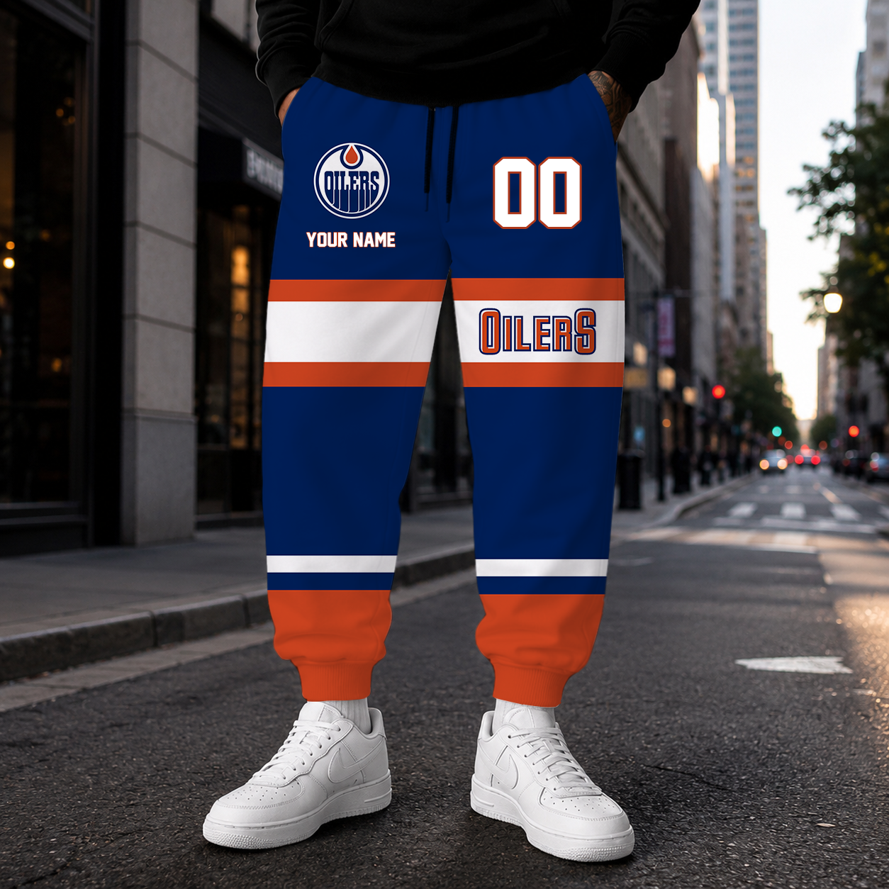 VIRAL EDITION - NEW CUSTOMIZED NHL03 EMO EDMONTON OILERS SWEATPANTS