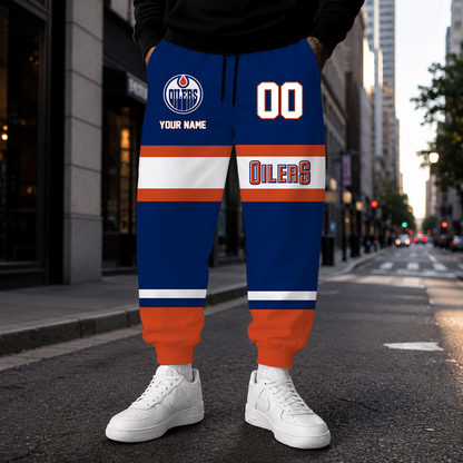 VIRAL EDITION - NEW CUSTOMIZED NHL03 EMO EDMONTON OILERS SWEATPANTS