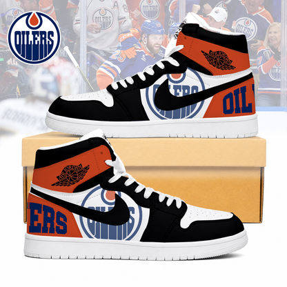 LIMITED EDITION - NEW CUSTOMIZED NHL03 ED OILERS AIR JORDAN SNEAKERS