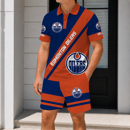 LIMITED EDITION - NEW CUSTOMIZED NHL03 EMO EDMONTON OILERS POLO & SHORT PANTS SET