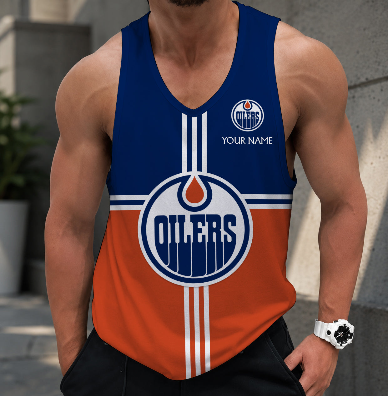 LIMITED EDITION - NEW CUSTOMIZED NHL03 EMO EDMONTON OILERS MEN'S TANK TOP