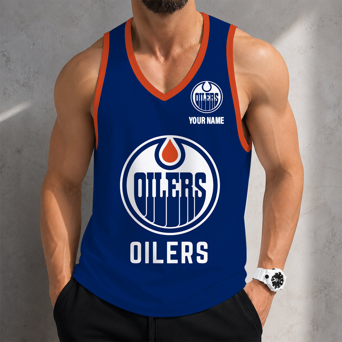 LIMITED EDITION - NEW CUSTOMIZED NHL03 EMO EDMONTON OILERS MEN'S TANK TOP