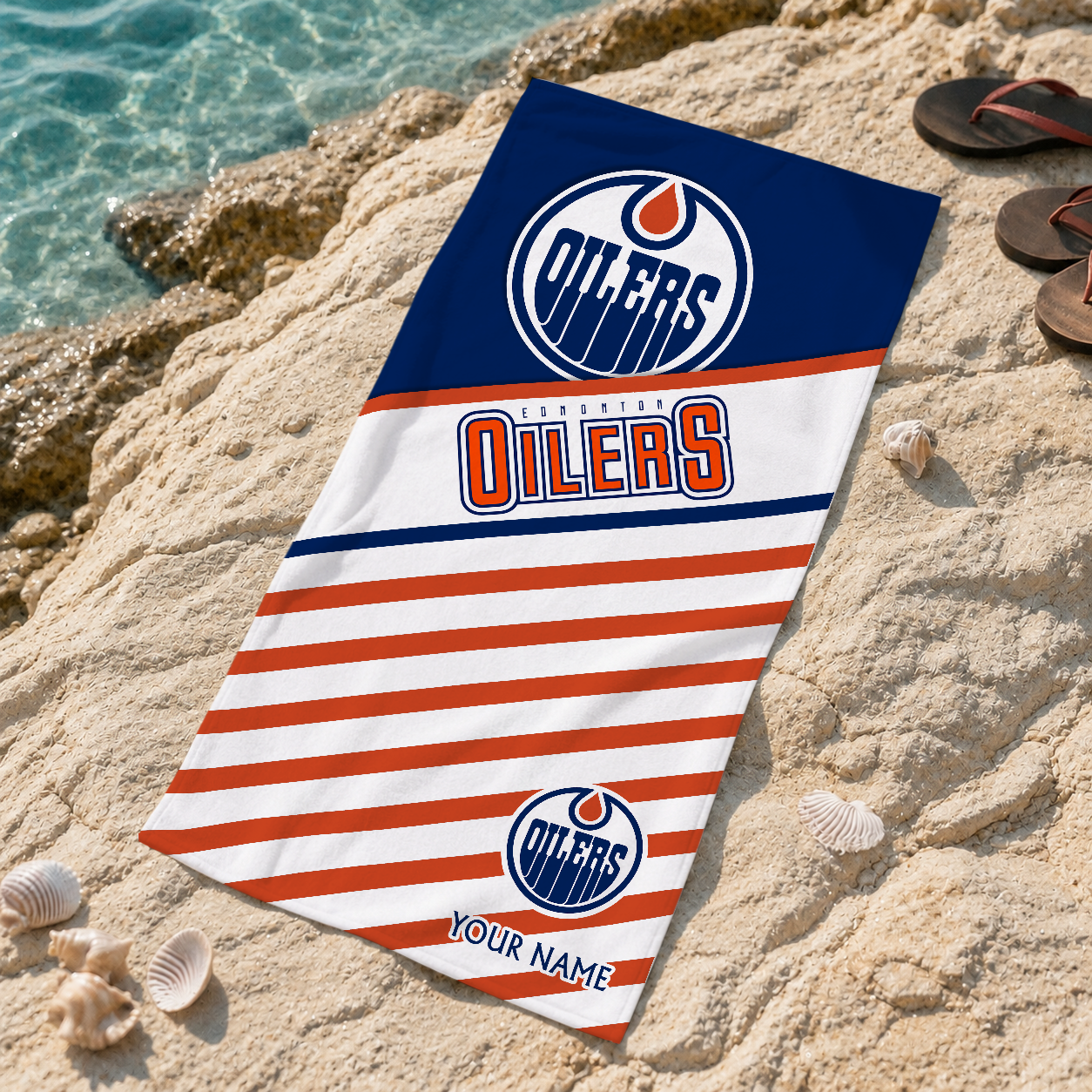 LIMITED  EDITION - NEW CUSTOMIZED NHL03 EMO EDMONTON OILERS BEACH TOWEL