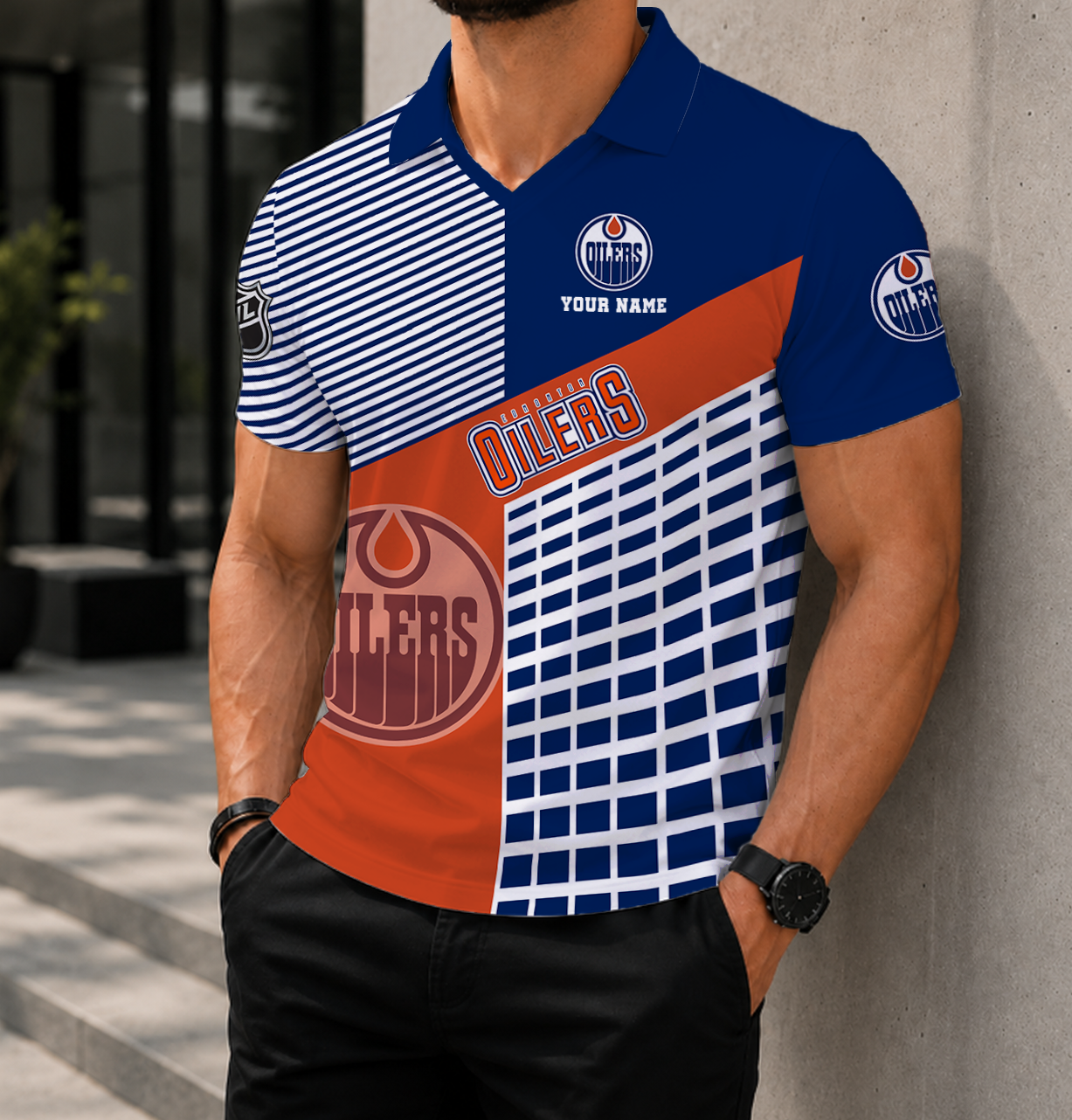 VIRAL EDITION - NEW CUSTOMIZED NHL03 EMO EDMONTON OILERS POLO SHIRT