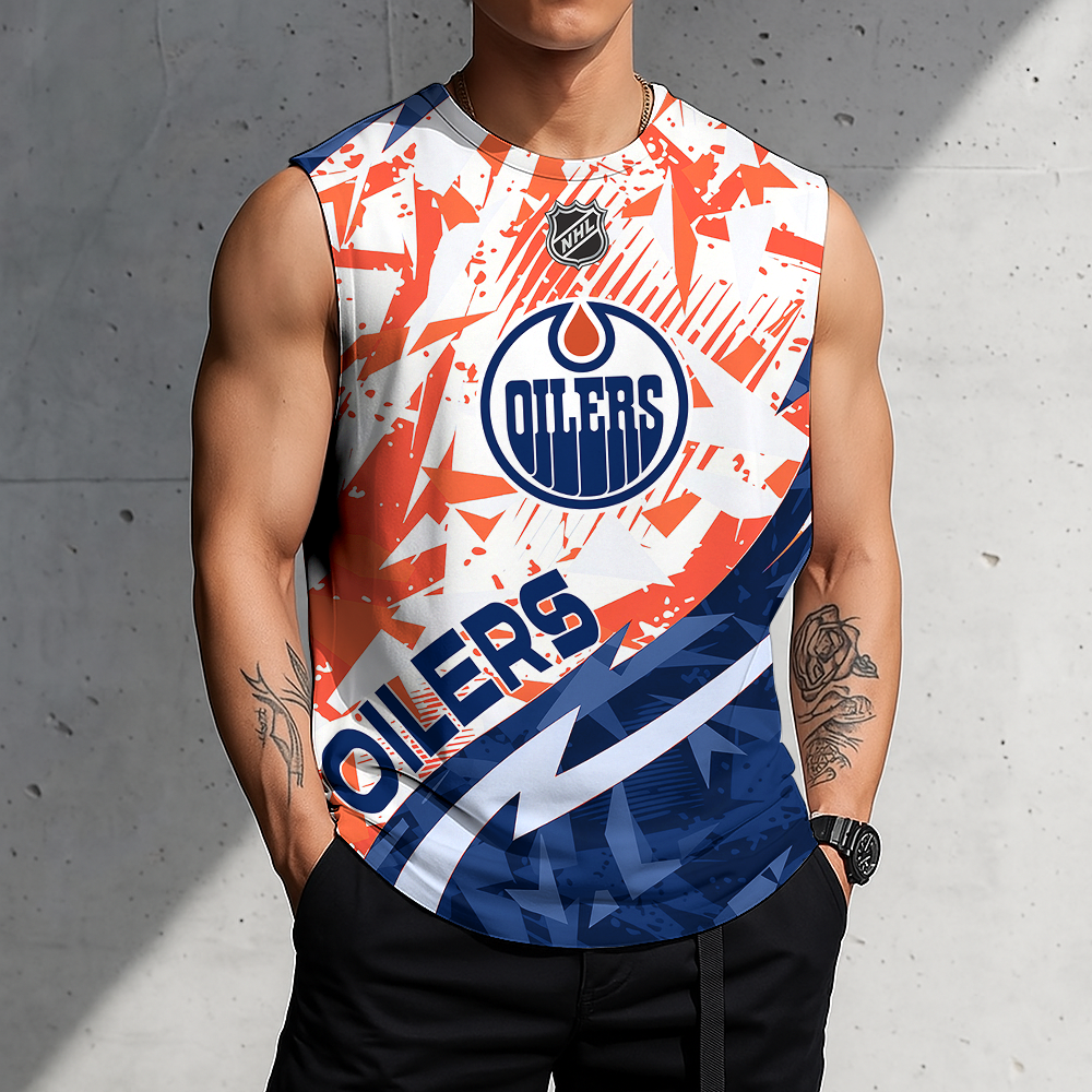 LIMITED EDITION - NEW CUSTOMIZED NHL03 EMO EDMONTON OILERS TANK TOP & GYM SHIRT
