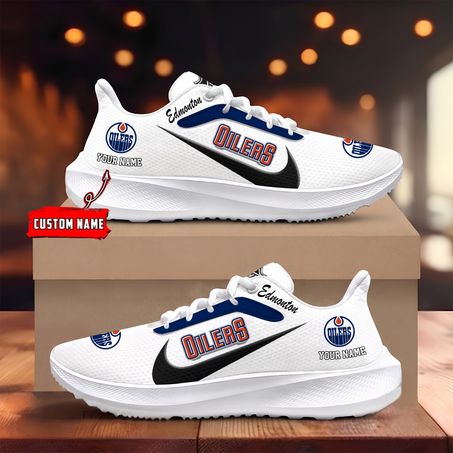 [SUPER SALE] NEW CUSTOMIZED NHL03 EMO EDMONTON OILERS ROAD RUNNING SHOES
