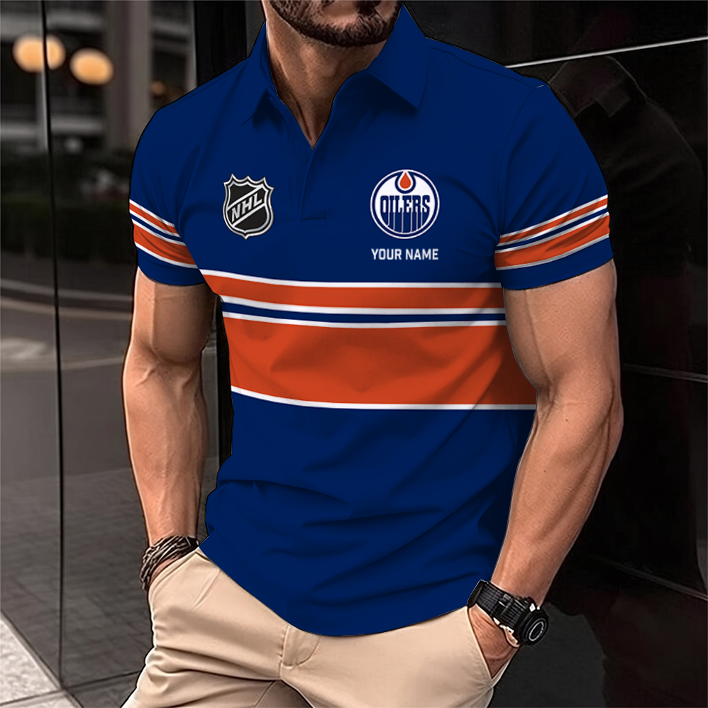 [SUPER SALE] NEW CUSTOMIZED NHL03 EMO EDMONTON OILERS POLO SHIRT