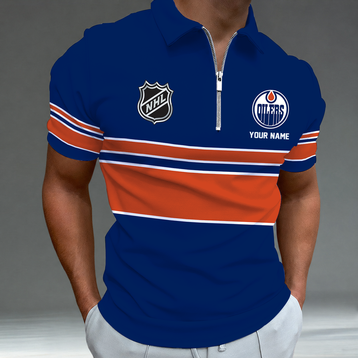 [SUPER SALE] NEW CUSTOMIZED NHL03 EMO EDMONTON OILERS POLO SHIRT