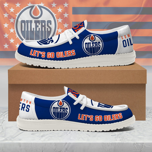 LIMITED EDITION - NEW CUSTOMIZED NHL03 EMO EDMONTON OILERS LOAFER SHOES
