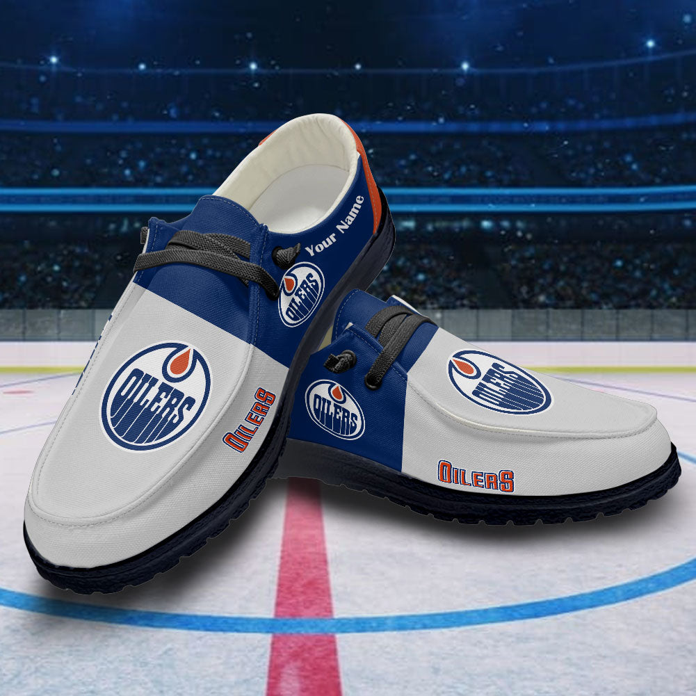 LIMITED EDITION - NEW CUSTOMIZED NHL03 EMO EDMONTON OILERS PREMIUM LOAFER SHOES