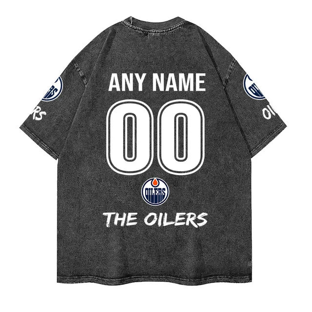 [SUPER SALE] NEW CUSTOMIZED NHL03 EMO EDMONTON OILERS MULTICOLOR WASHED TEE