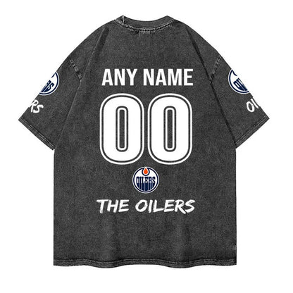 [SUPER SALE] NEW CUSTOMIZED NHL03 EMO EDMONTON OILERS MULTICOLOR WASHED TEE