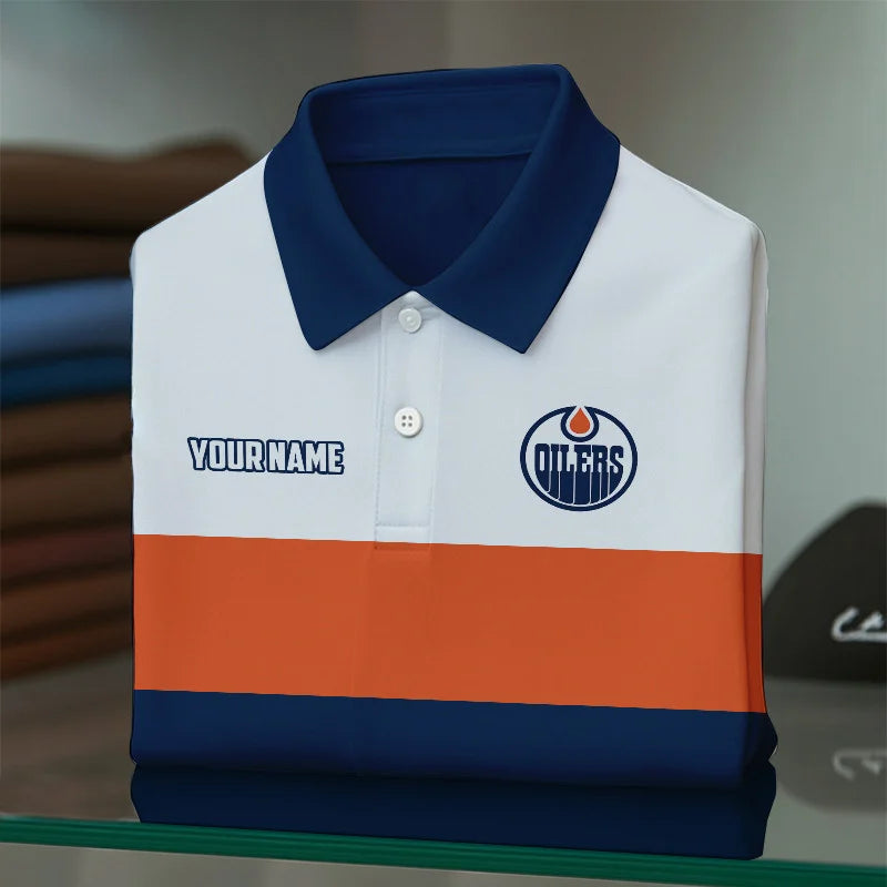[SUPER SALE] NEW CUSTOMIZED NHL03 EMO EDMONTON OILERS POLO SHIRT