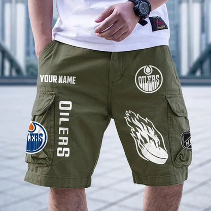 [SUPER SALE] NEW CUSTOMIZED NHL03 EMO EDMONTON OILERS CARGO SHORTS