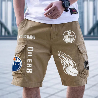[SUPER SALE] NEW CUSTOMIZED NHL03 EMO EDMONTON OILERS CARGO SHORTS